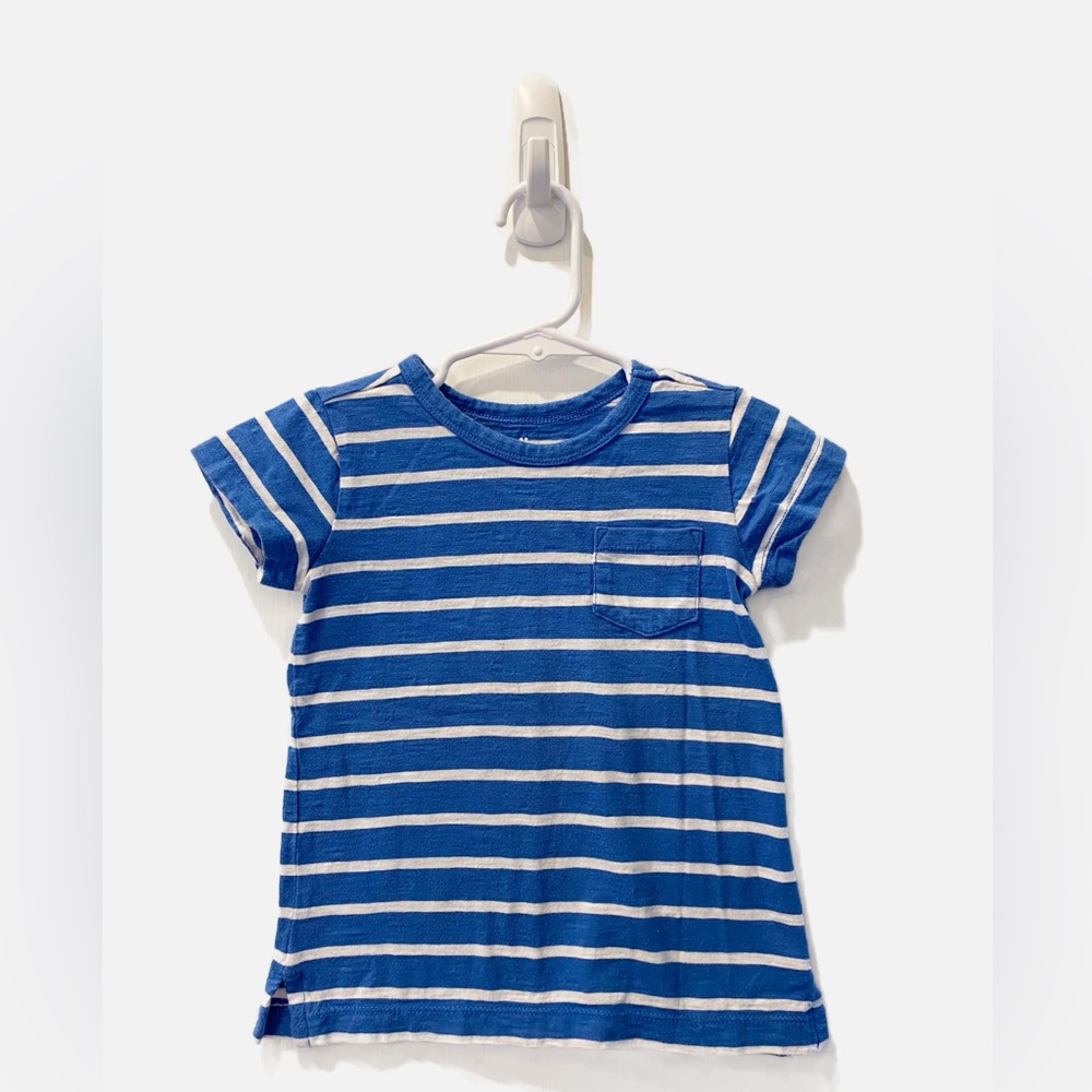 Primary Blue and White Striped Short Sleeve T-shirt - Size 2